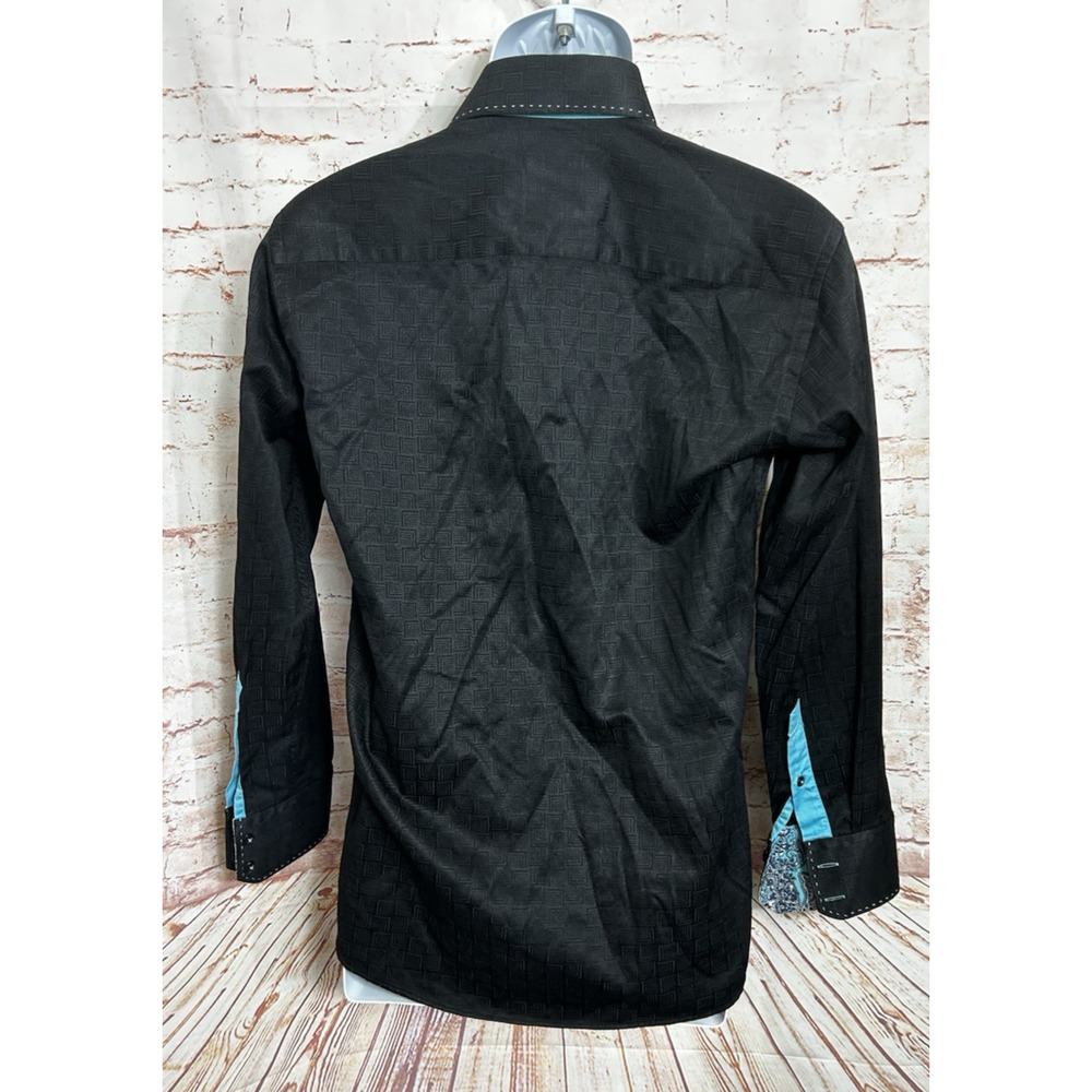 Men's Absolute Rebellion Slim Fit Black Button Front Shirt Sz Small Textured - Picture 8 of 9